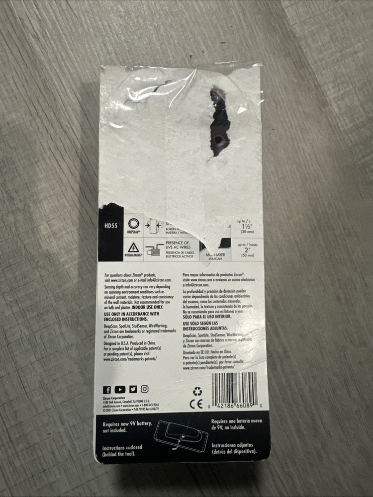 Zircon StudSensor HD55 Stud Finder - Yellow Open Box