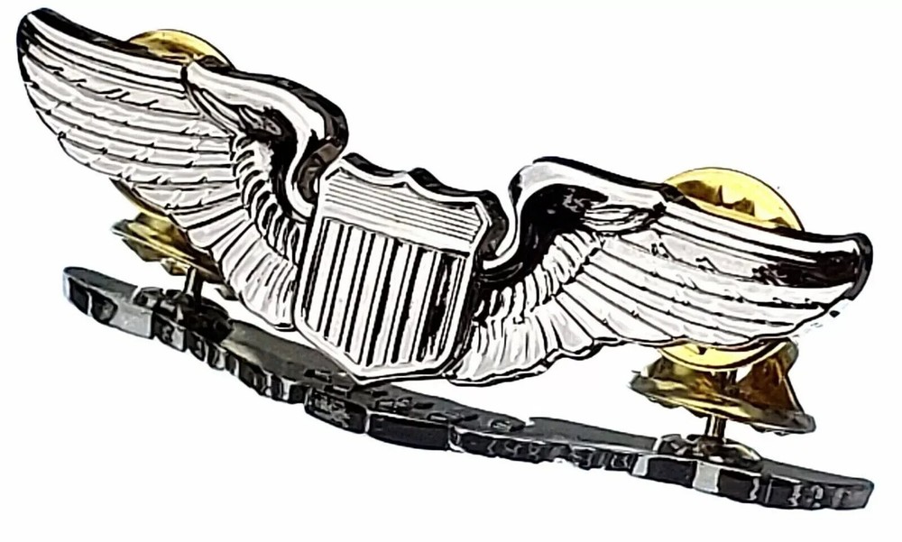 USAF AIR FORCE BASIC PILOT WINGS LAPEL HAT PIN Badge 2" INCHES Silver Plated
