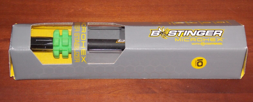 Bee Stinger MicroHex 10" Stabilizer in Matte Black w/Green - B Stinger