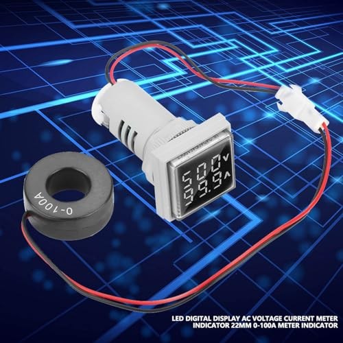 LED Display Voltmeter Ammeter 22mm AC 60-500V 0-100A Voltage Current Tester