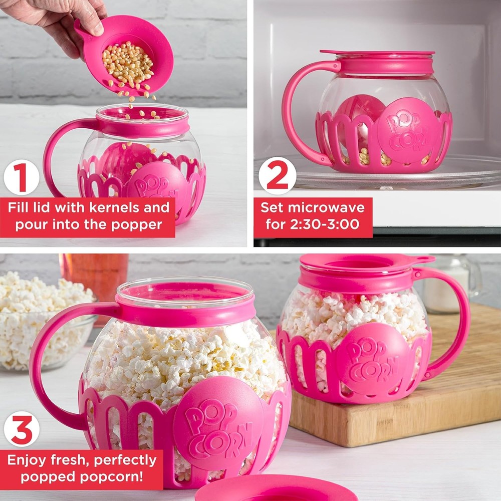 Ecolution Patented Micro-Pop Microwave Popcorn Popper with Temperature Safe