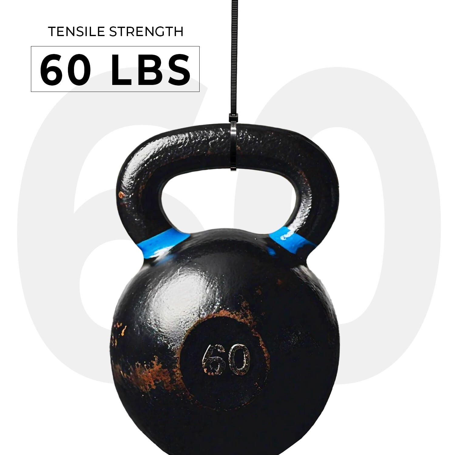 1000-Pack Premium 12" Inch Black Nylon Zip Ties, 60 lbs, UV Resistant, 4.8mm