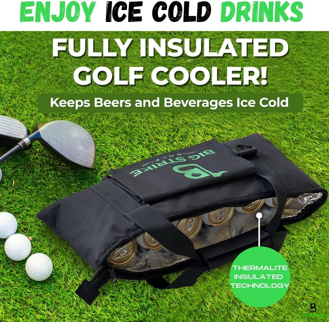 Big Strike Golf Beer Cooler for Golf Bag - Keeps 6 Cans Ice Cold