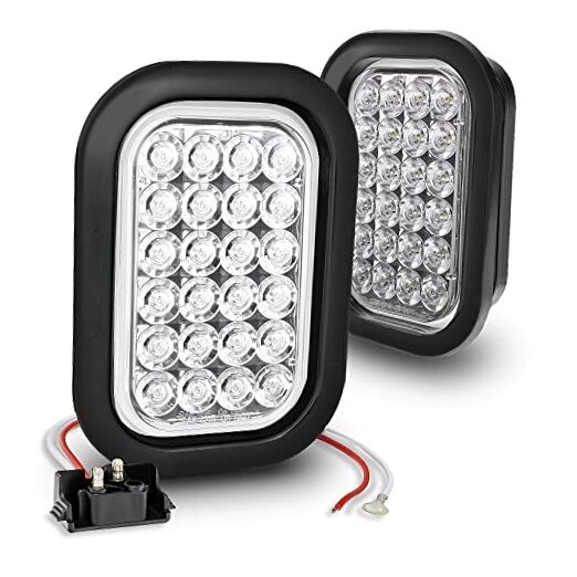 TRUE MODS 2pc 5x3 3x5 Inch Rectangle LED Trailer Tail Light Kit 2 Pack White