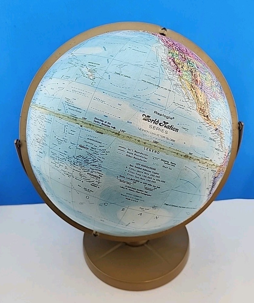 Vintage Replogle World Nation Series 12" Diameter Globe