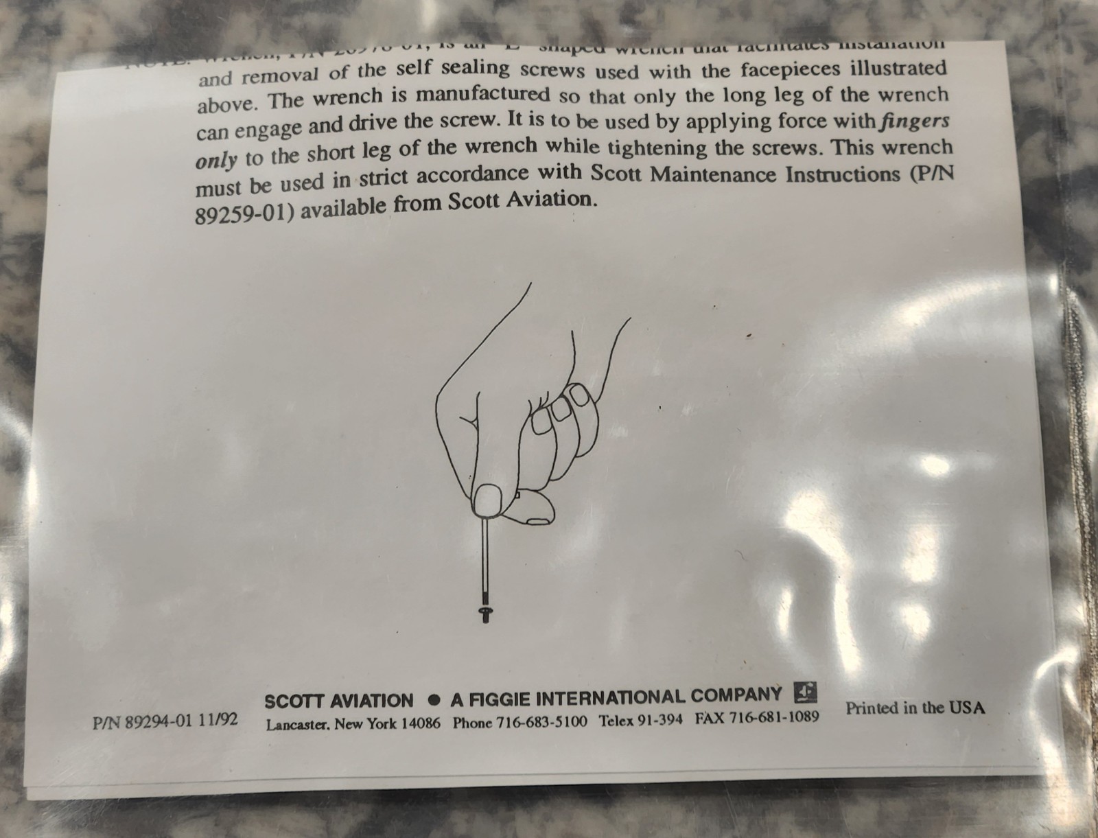 NEW OLD STOCK 3M Scott XP100152022 Frame Retainer Tool Kit 26978-01 SCBA