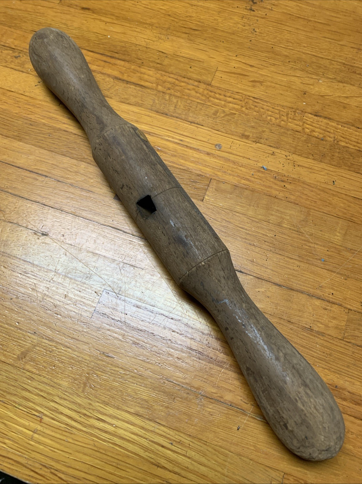 Vintage 14.5" Oak Wood Auger Tee Handle Replacement Square Hole