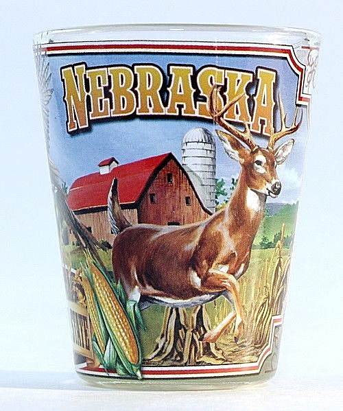 NEBRASKA STATE MURAL SHOT GLASS SHOTGLASS
