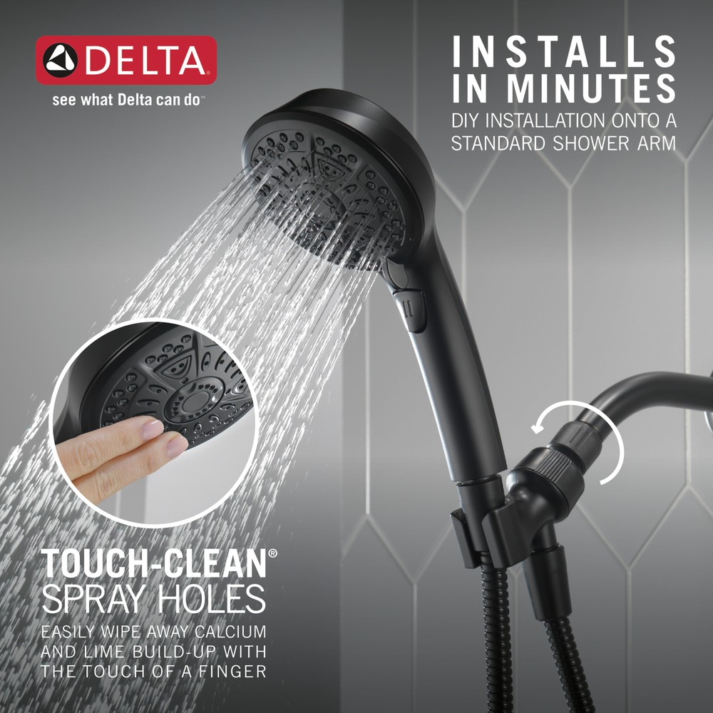 Delta 7-Setting Hand Shower Matte Black-Certified Refurbished