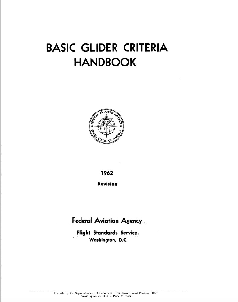 157 Page 1962 Basic Glider Criteria Handbook  Manual on CD