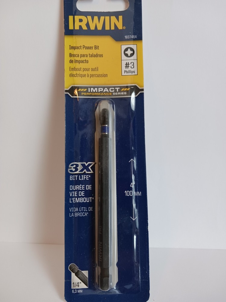 Irwin 4", Philips #3, Black Oxide Impact Power Bit ( 1837464 )