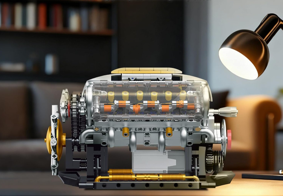 DIY V8 Engine Model Kit That Runs USB Powered Visible Mini Motor STEM 703PCS