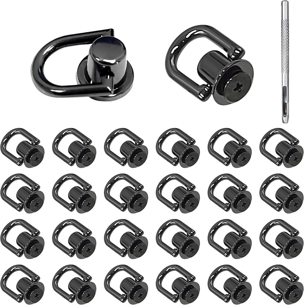 Rivets D Ring Stud Screw Ball Post Head Buttons Stud Screw, Metal Ring with Hole