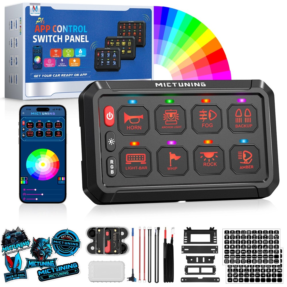 Bluetooth App Control RGB 8 Gang Switch Panel LED Light Circuit Relay System Box