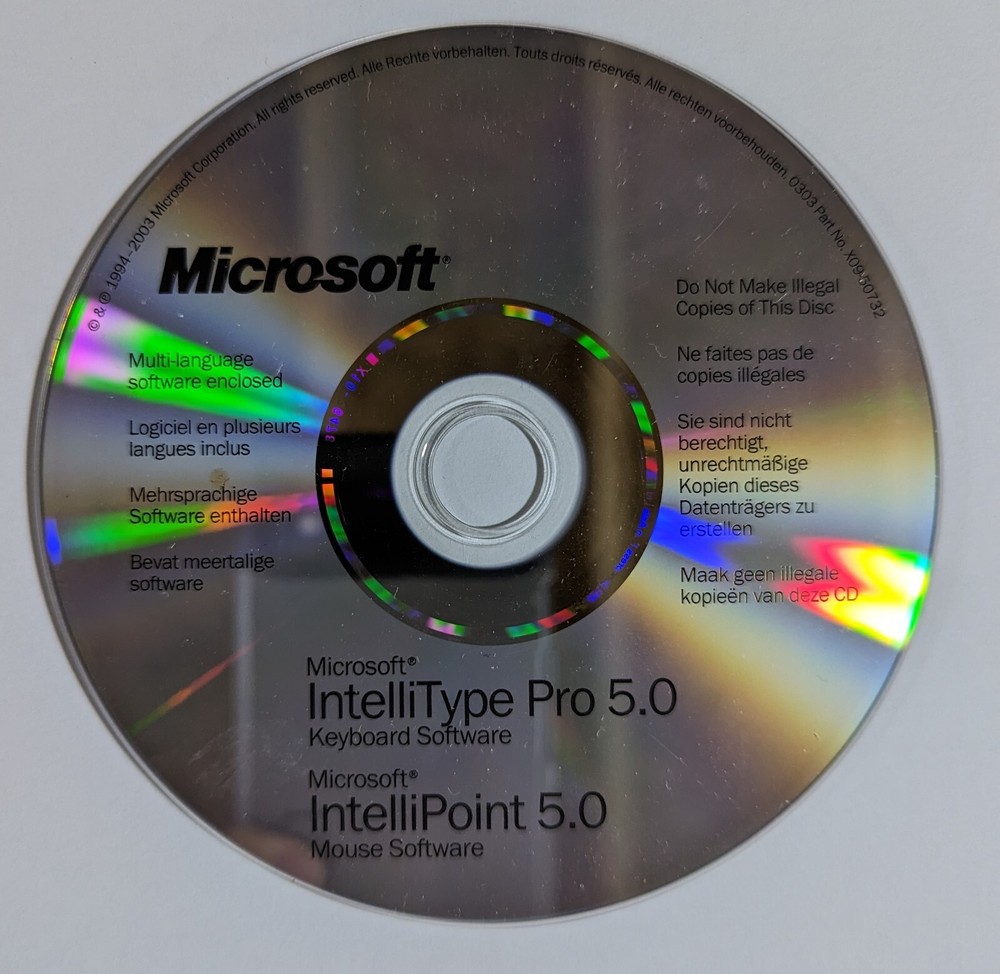 Microsoft IntelliType Pro 5.0 Keyboard, IntelliPoint5 Mouse Software Drivers CD