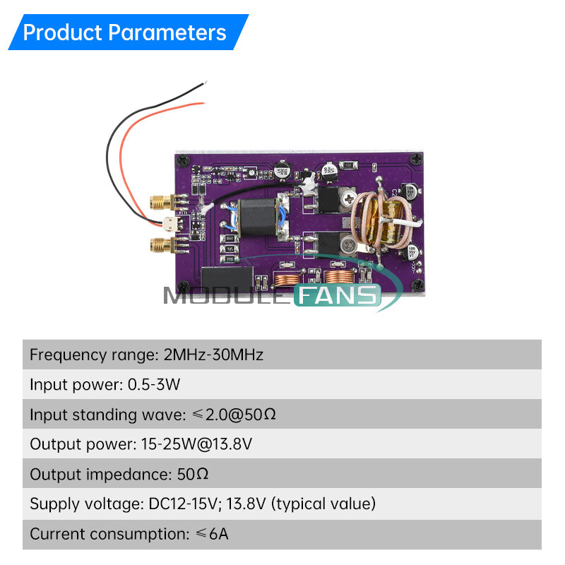 20W Portable Short Wave Amplifier Module Transceiver Automatic Converter 30MHz
