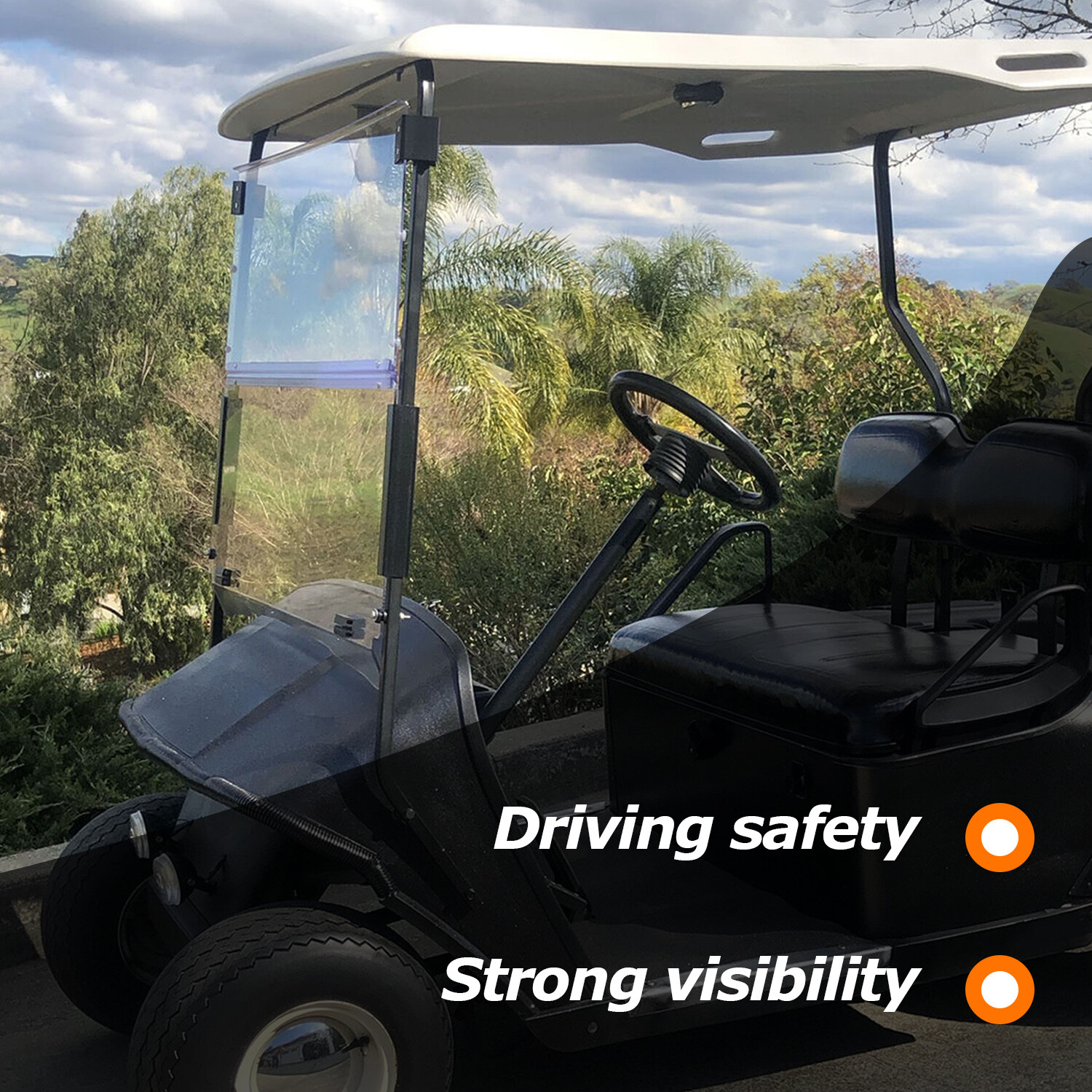 For EZGO TXT Medalist 1994-2013 14 Folding Golf Cart Windshield Clear Windscreen