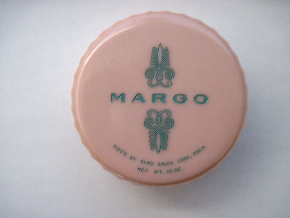Charming Rare Vintage Celluloid Face Powder Container "Margo" *