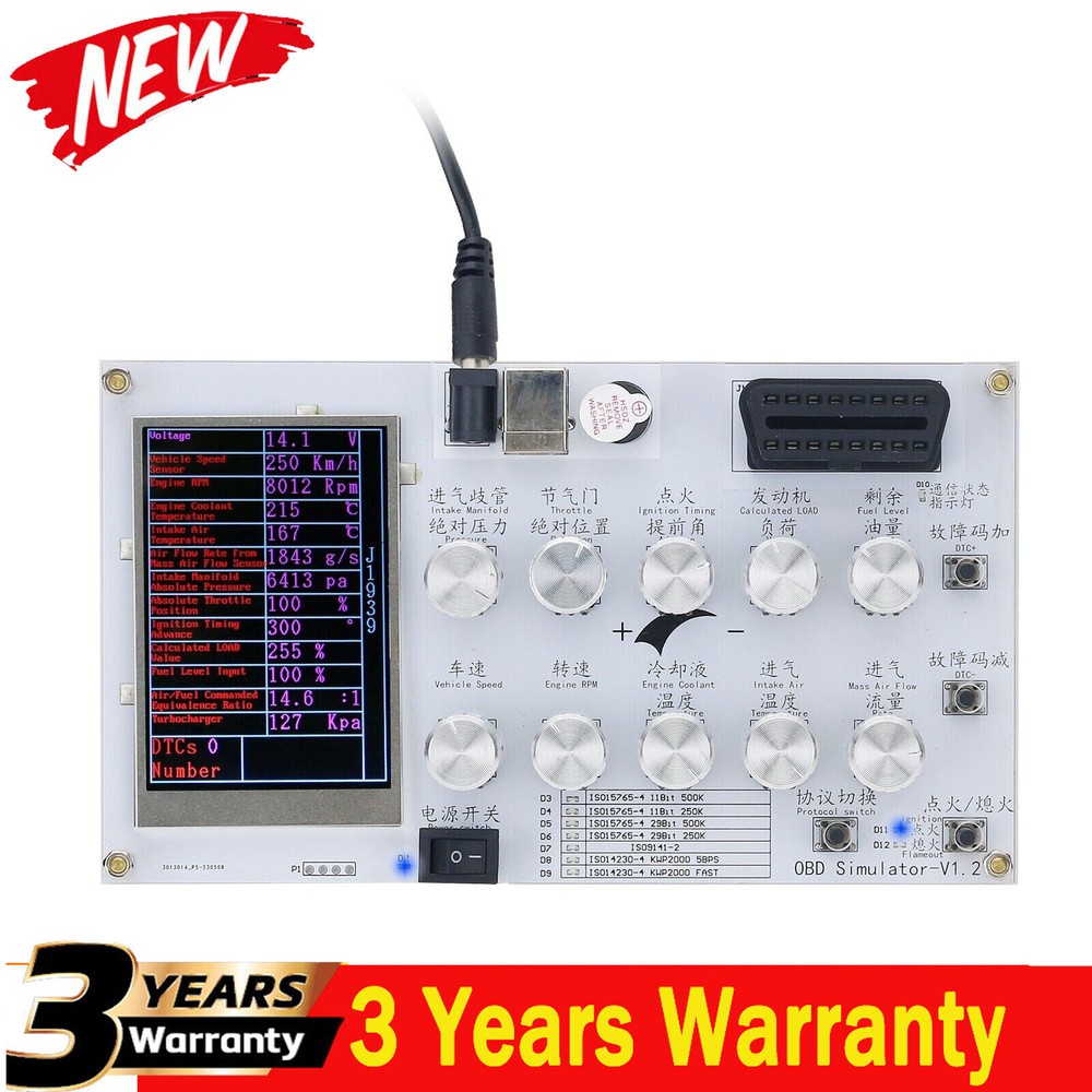 SAE-J1939 ECU Simulator OBD Simulator +Screen for Vehicles Trucks ELM327 Develop