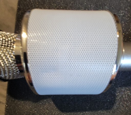 Hand Held Karaoke Microphone White/ Silver Tested- Works!