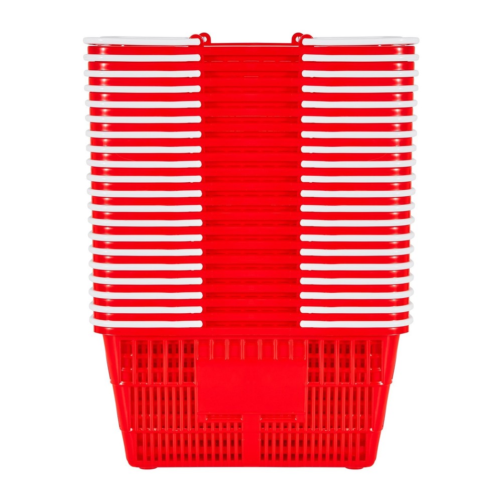 Shopping Baskets, 20 PCS, 21L Stackable PE Plastic Grocery Baskets with Handles,
