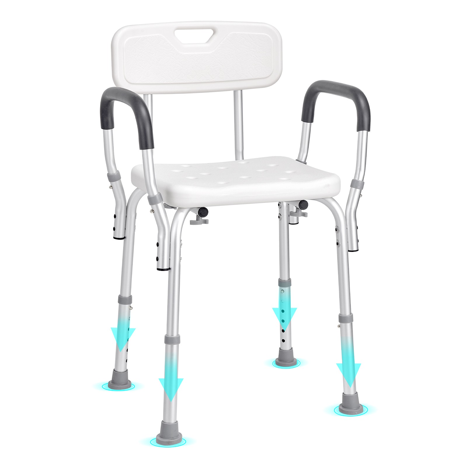 Shower Chair 350lb Adjustable Bath Bench Seat with Back and Arms