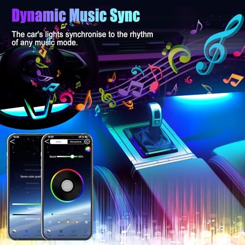 Car Lights Interior, LED Lights for Car APP+ Box Control Cigarette Lighter