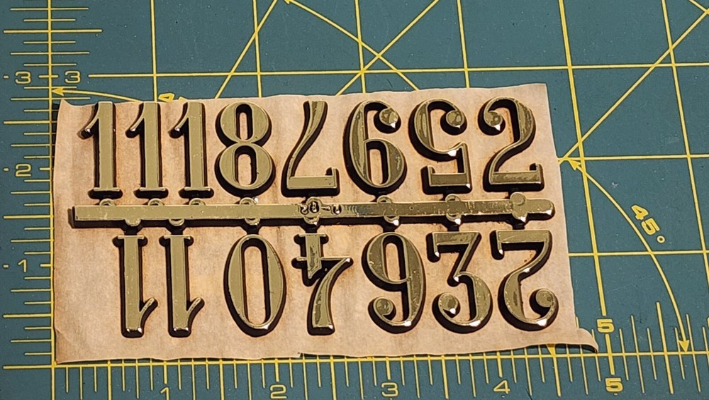 Plastic Clock Numerals Arabic 1" Tall Set Gold Color