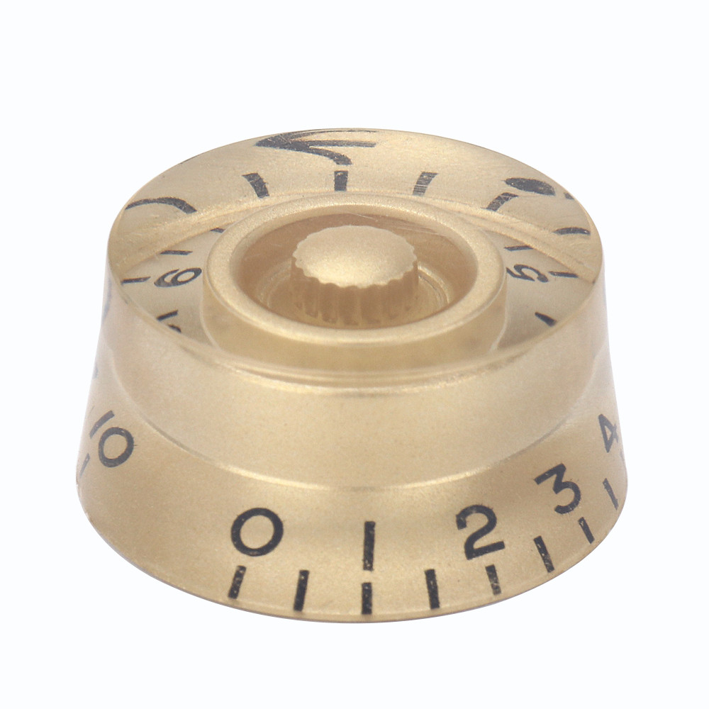 4pcs Acrylic Guitar Knobs Volume Tone Speed Control Knobs Gold with Black words