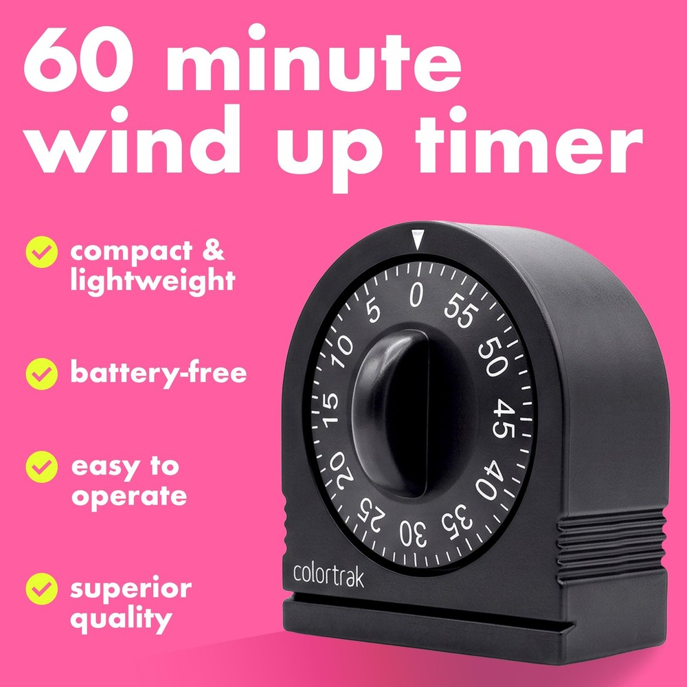 60 Minute Wind Up Timer, Visual Mechanical Timer, from 0 to 60 Minutes, for Kitc
