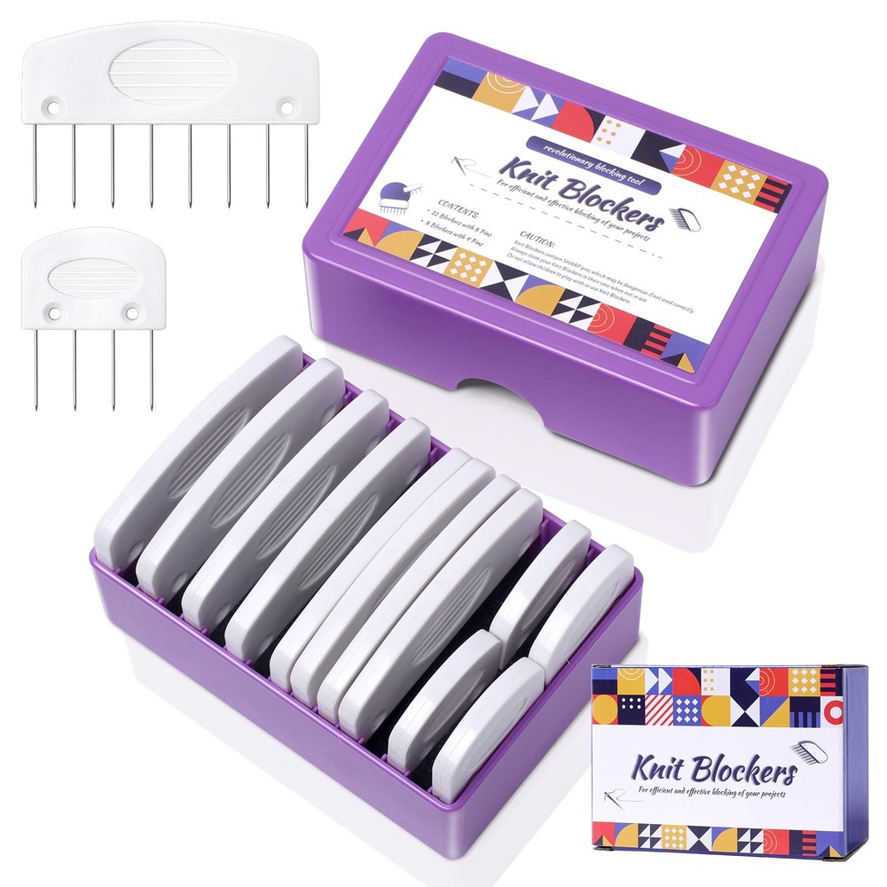 20Pcs Knit Blocking Pins Kit, Knit Blockers Pins Kit, Knit Blocking Combs, Bl...