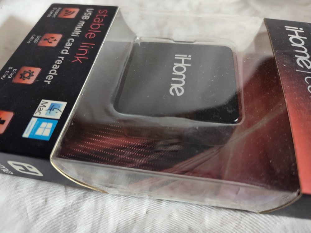 iHome Stable Link USB Multicard Reader IH-U201B Black Sealed
