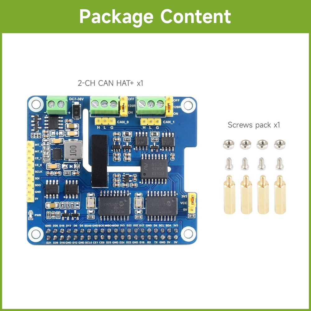 Waveshare 2-Channel Isolated CAN Bus Expansion HAT For Raspberry Pi Dual Chips