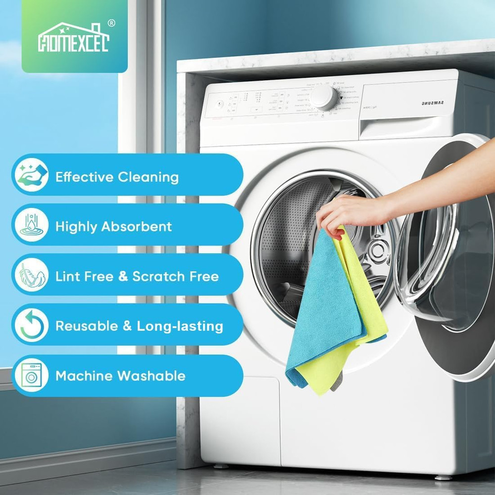 Microfiber Cleaning Cloths 100 Pack, Highly Absorbent Microfiber Towels, Lint &