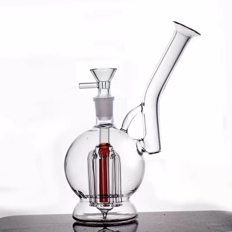 RORA Glass Bong Smoking Hookah Percolator Water Pipe Recycler With 14mm Bowl