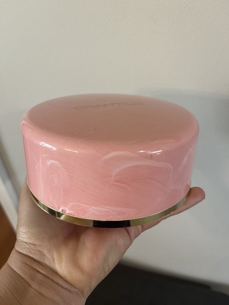 Vintage CHANTILLY Pink Marbled & Solid Dusting Powder EMPTY Containers W Lids