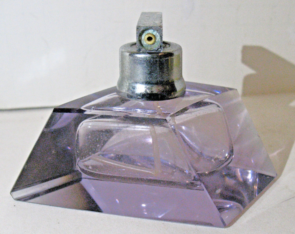 Ant Cut Crystal Amethyst Glass Perfume Atomizer Bottle Empty Read