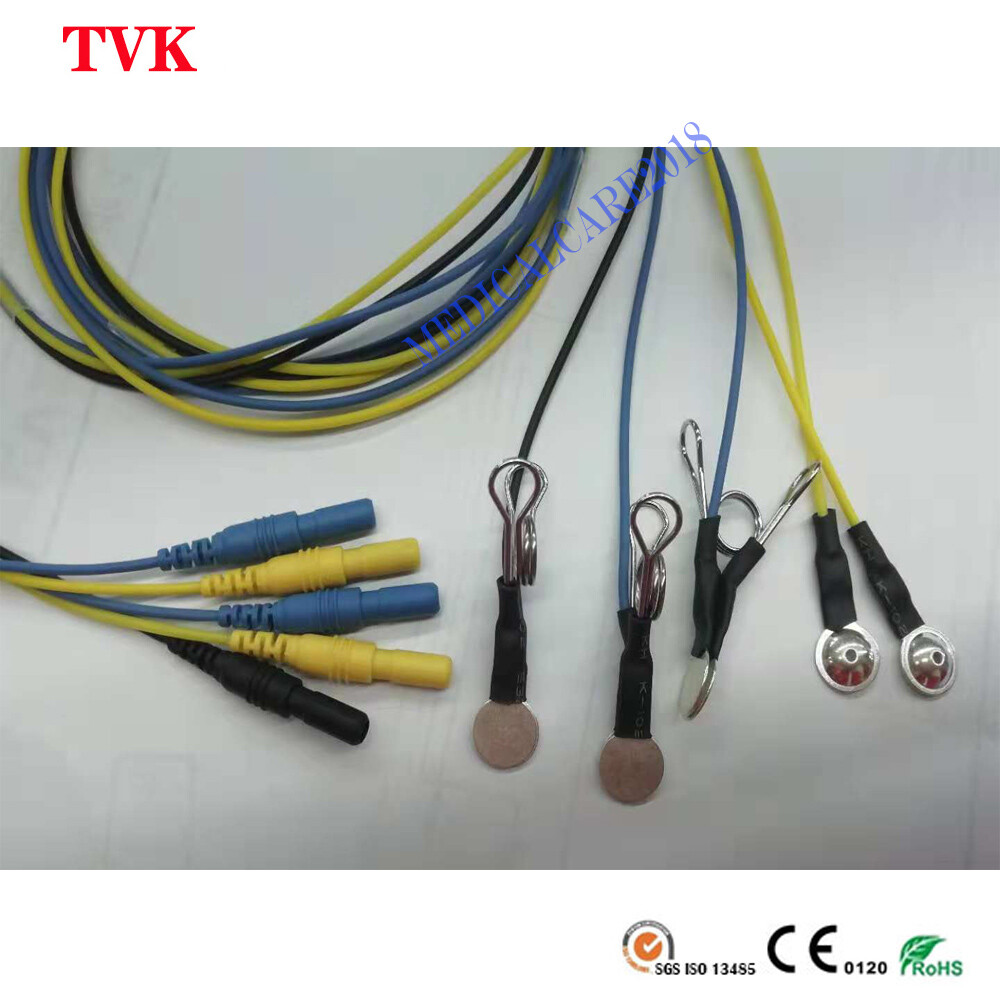 EEG Electrode Cable, Pure Silver Ear-Clip(3p) & Cup(2p), DIN1.5 Socket, 5pcs/set