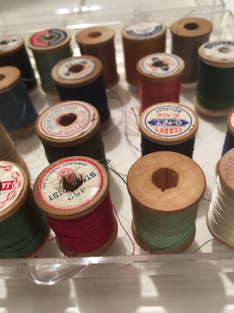 vintage mid century Lucite Dritz Thread Case With Thread