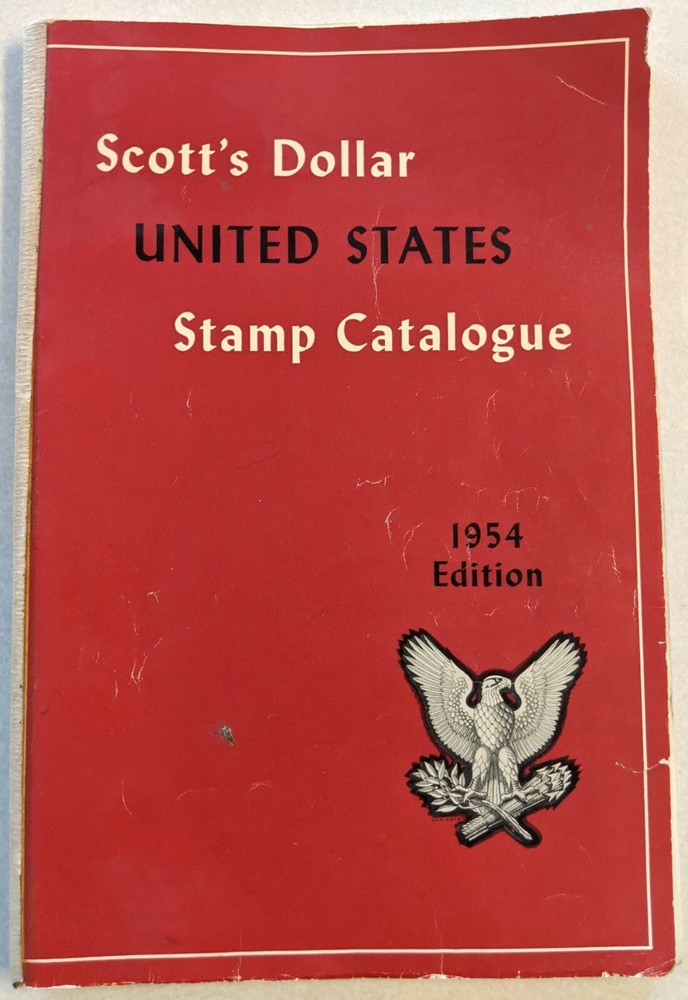 Scott's Dollar United States Stamp Catalogue 1954 Edition, Red Softcover Catalog