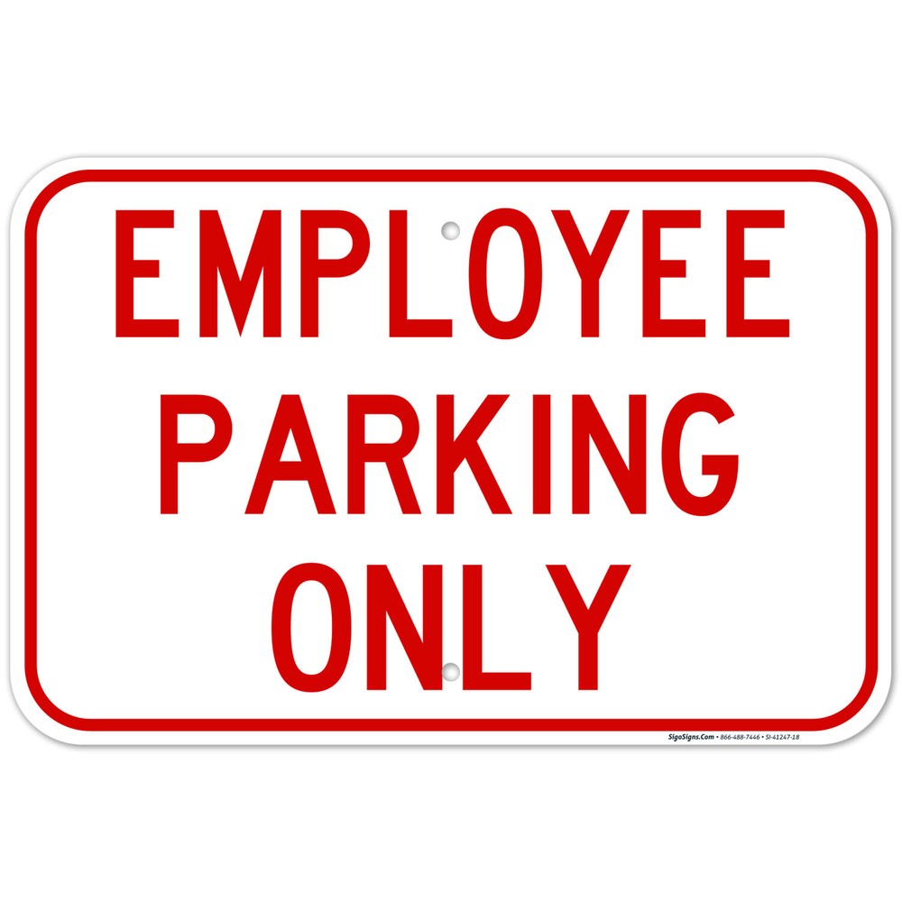 Employee Parking Only Red Sign,