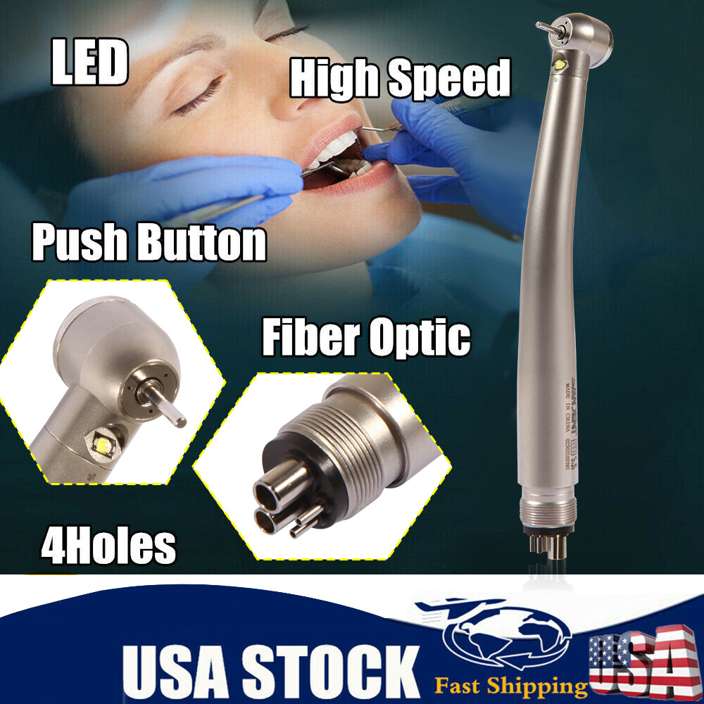 NSK Style Dental Fiber Optic LED E-generator High Speed Handpiece Turbine 4 HOLE