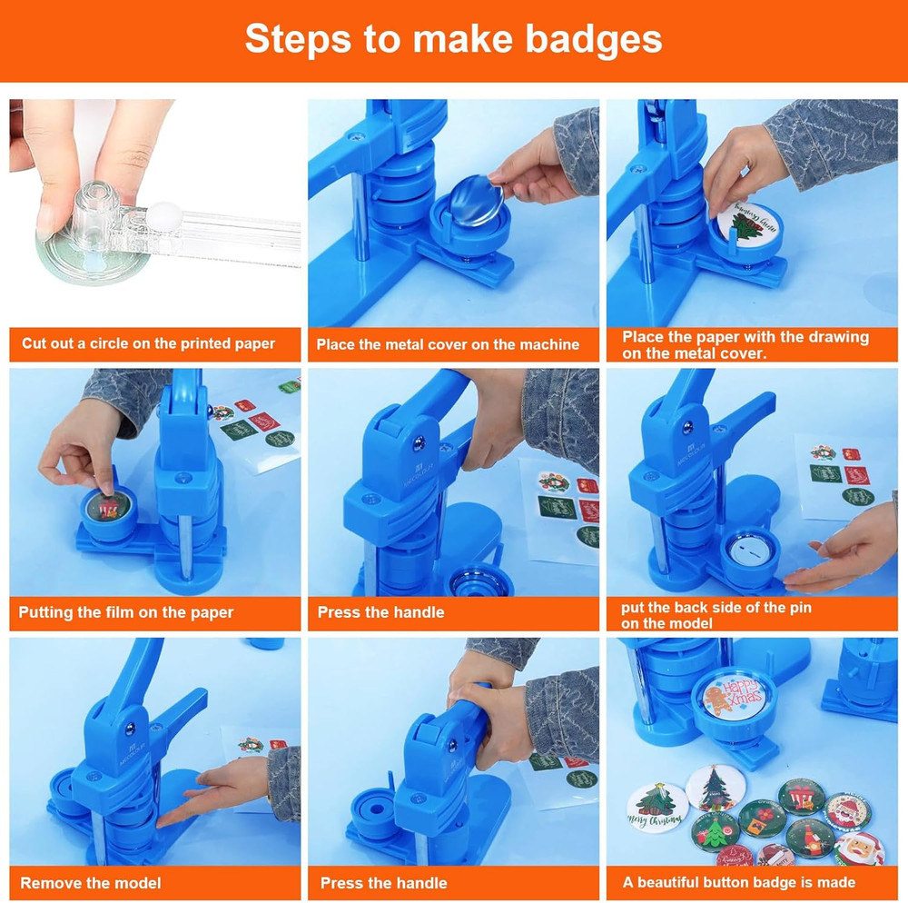 Button Maker Machine Multiple Sizes 1.26+1.73+2.28 Inch Pin Maker Machine,150Pcs