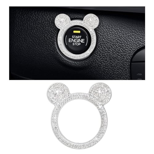 Bling Car Engine Start Button Cover, Rhinestone Key Ignition Knob 1PC White