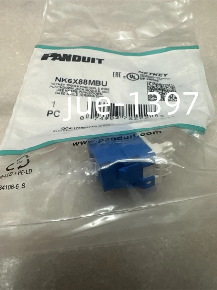 Panduit NetKey NK6X88MBU Cat6a Keystone Jack Blue Module (Qty 50) Free shipping