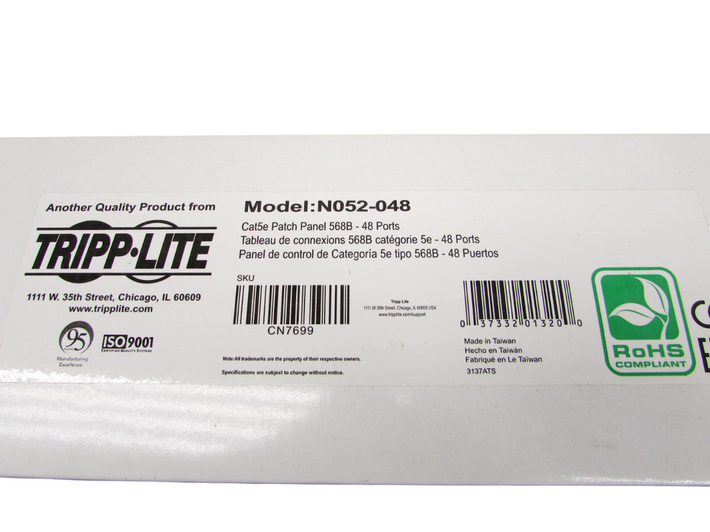 New Tripp Lite N052-048 48-Port CAT5e Patch Panel