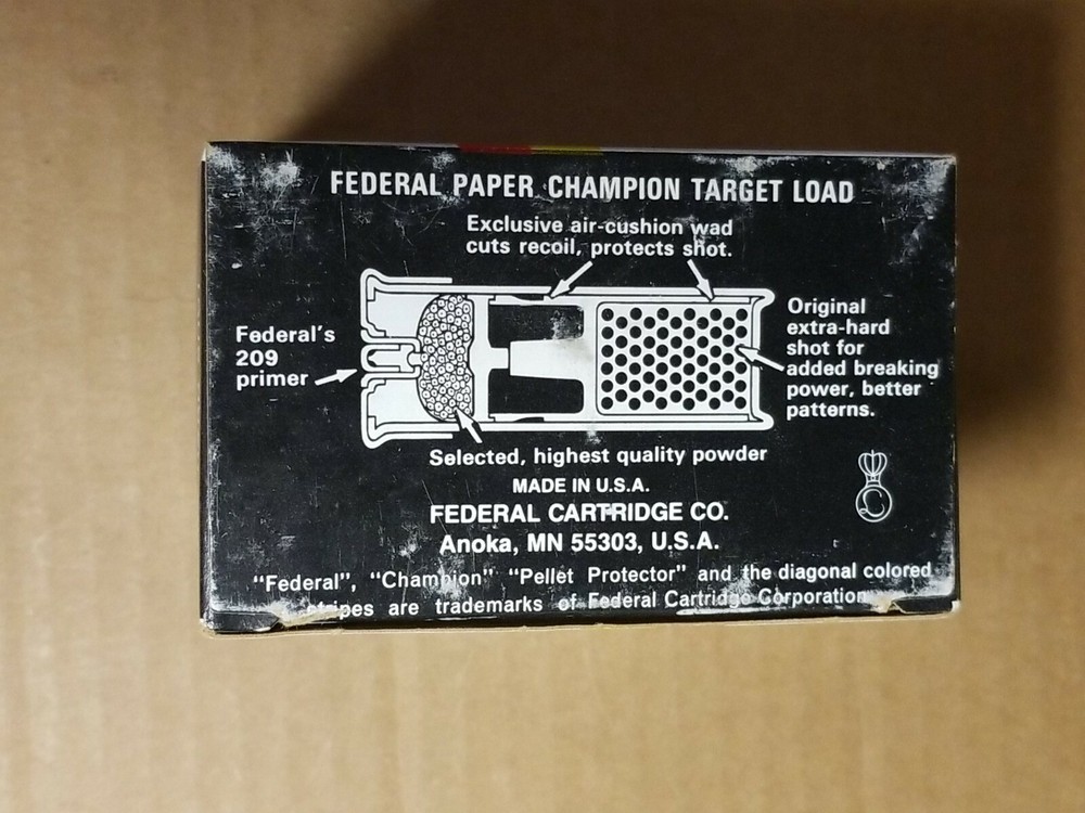 FEDERAL 12 GAUGE CHAMPION TARGET LOAD EMPTY AMMO BOX