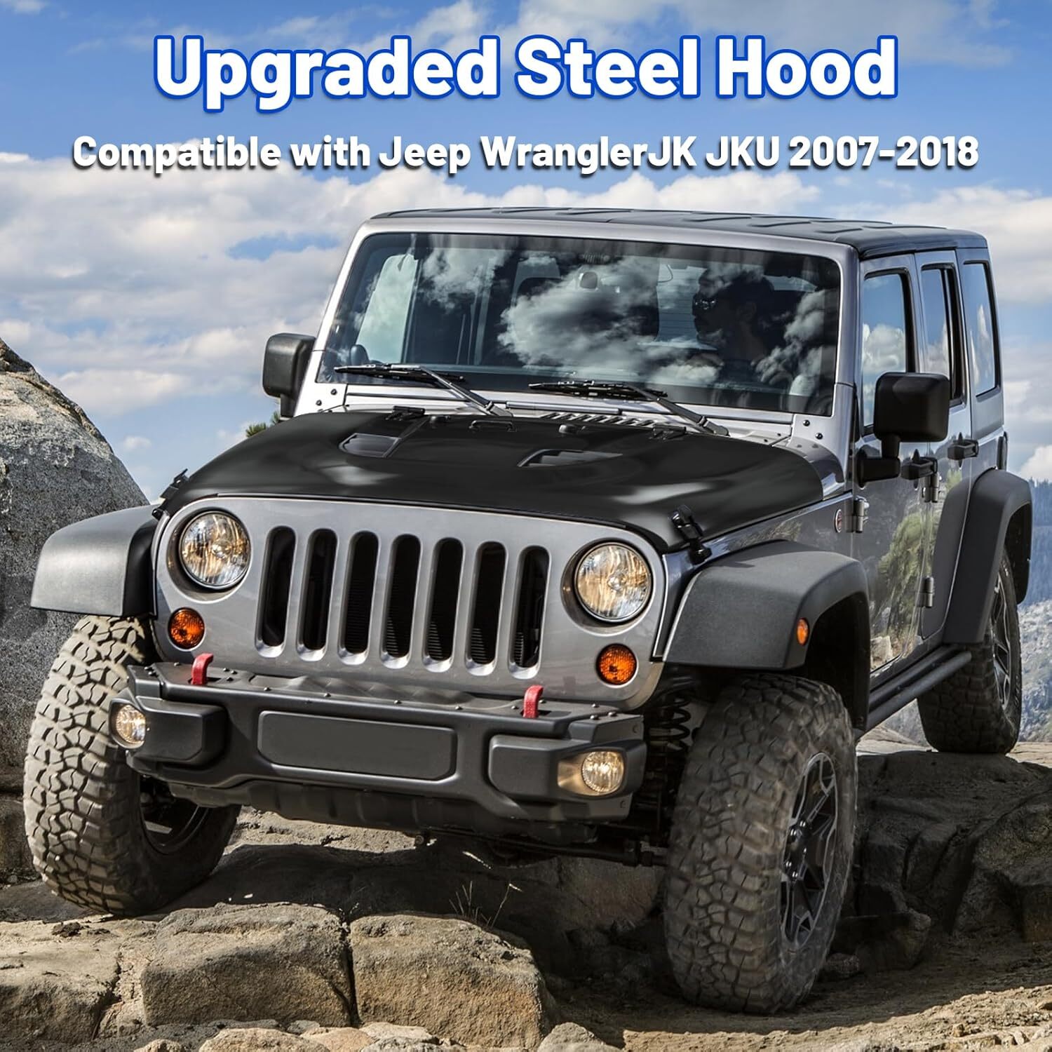 For 2007-18 Jeep Wrangler JK JKU Metal Replacement Hood 10th Anniversary Style