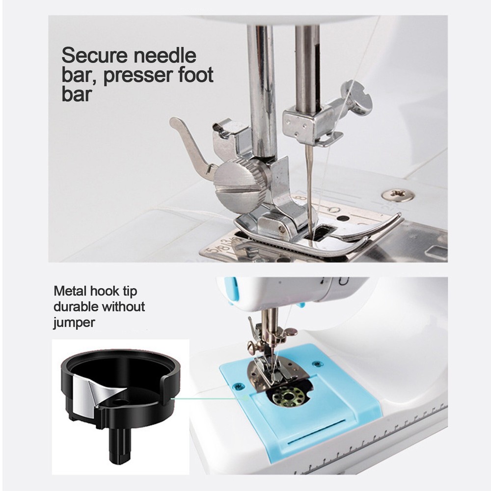 Mini Electric Sewing Machine 12Stitches Double Thread Portable US Plug Blue 110V