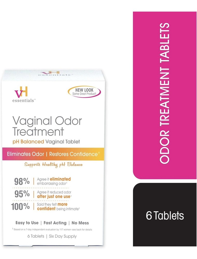 (2 Pack) vH Essentials Vaginal Odor Treatment pH balanced, 6 Tablets ea.